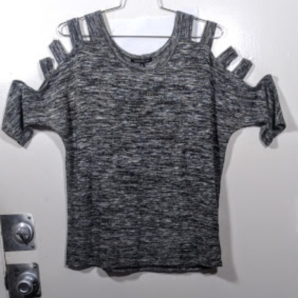Lynn Ryan Cold Sleeve Sweater top Size 1X -Gray Marled